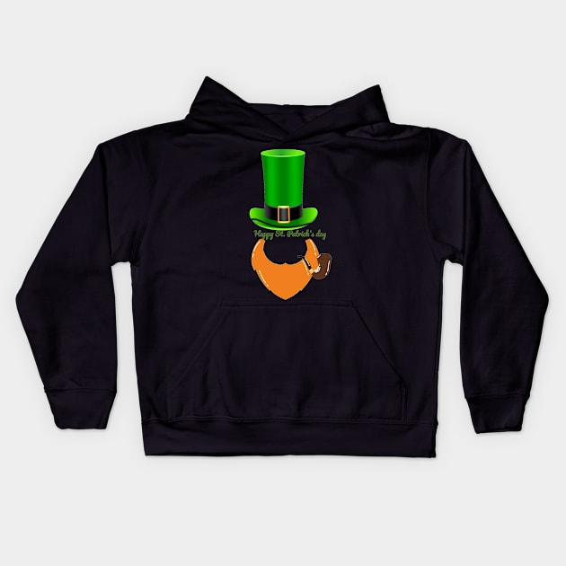 Brown beard st patricks day Kids Hoodie by Mony Shop